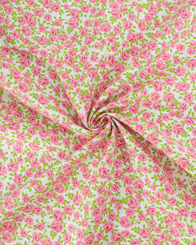 Coton Petites Roses Rose