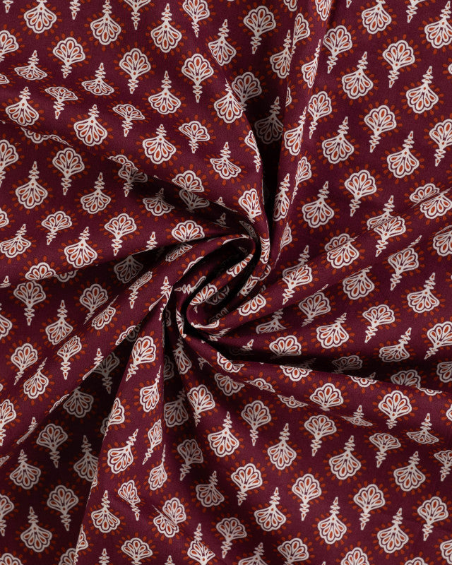 Coton Bordeaux Motif Indien
