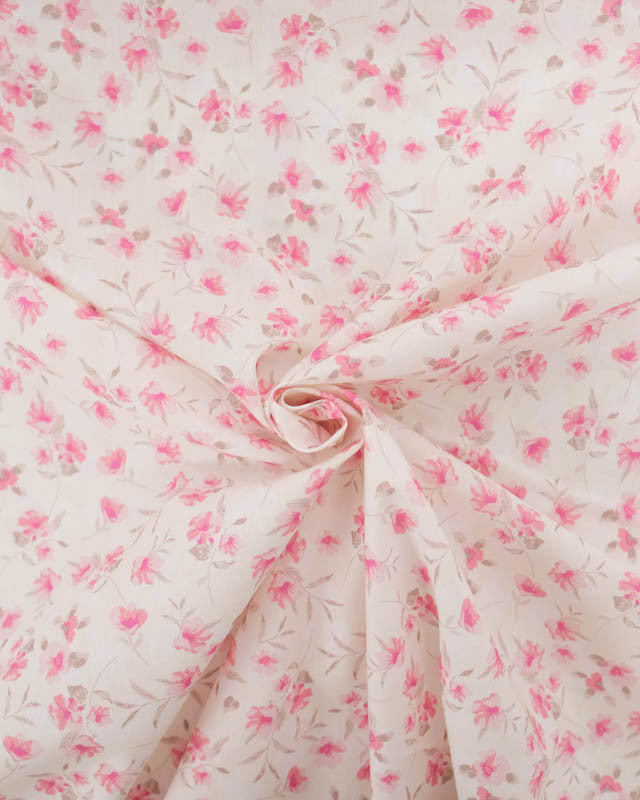 Coton Petites Fleurs Roses Vintages