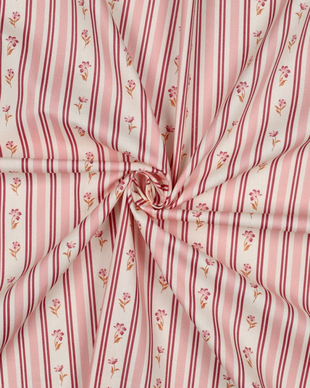 Coton Rayures Vintage Rose et Bordeaux