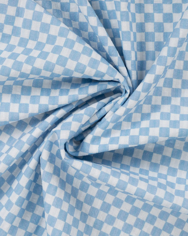 Coton Carreaux Bleu Blanc