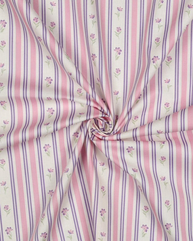 Coton Rayures Vintage Rose et Mauve